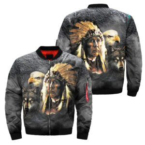native american indian eagle wolf spirit animails bomber jacket jknative 0054