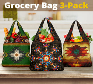 native american pattern grocery bags