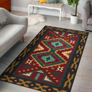 native american red pattern area rug 1