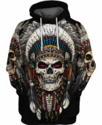 native american skull 3d hoodie