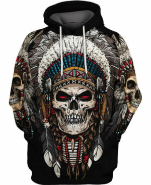 native american skull 3d hoodie