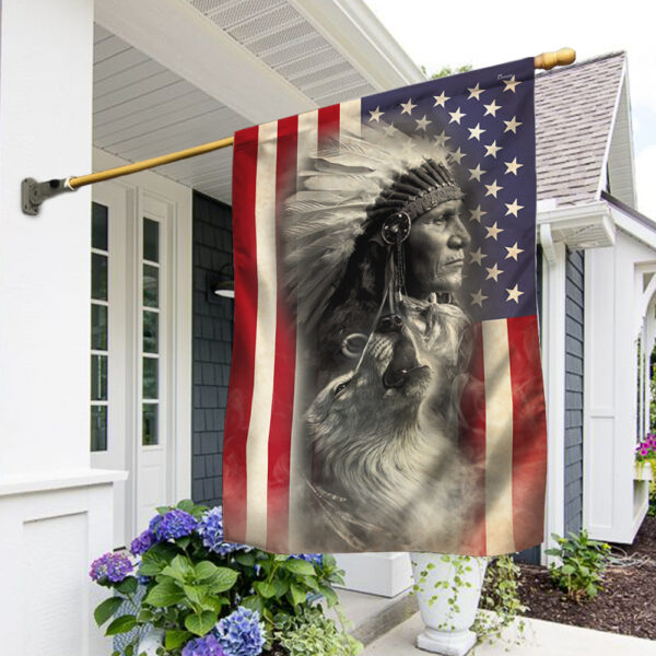 native american wolf flag trv1917f