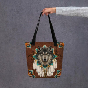 native american wolf tote bag 1