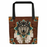 native american wolf tote bag