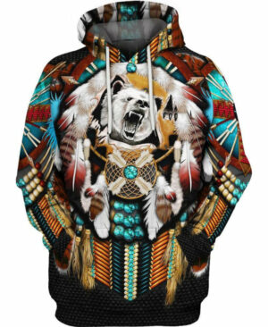 native bear motifs 3d hoodie