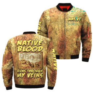 native blood runs through my veins native bomber jacket jknative 0025