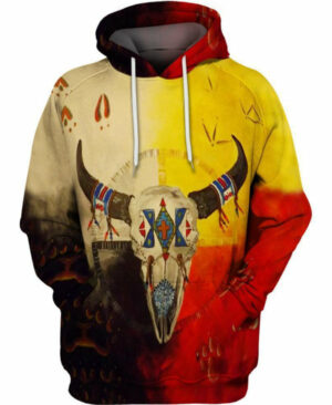 native buffalo skull 3d hoodie
