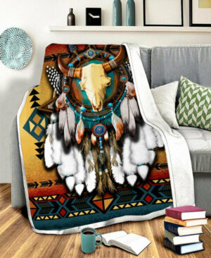 native bull patterns fleece blanket 1