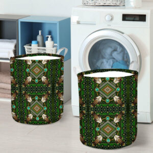 native green pattern laundry basket 1