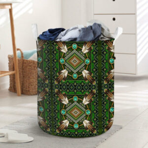 native green pattern laundry basket