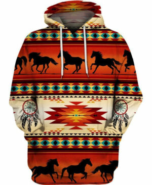 native horse pattern 3d hoodie