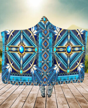 native mandala blue hooded blanket