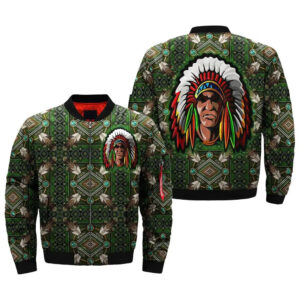 native mandala green bomber jacket jknative 0055