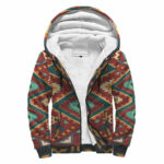 native red yellow pattern native american aop sherpa hoodie