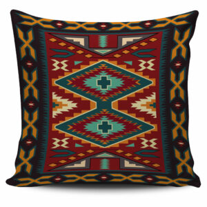 native red yellow pattern native american pillow cover gb nat00061 pill01