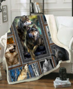 native wolf flock fleece blanket