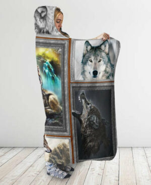 native wolf flock hooded blanket 1