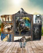 native wolf flock hooded blanket