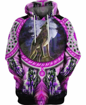 native wolf violet 3d hoodie