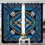 naumaddic arts blue native american design living room curtain