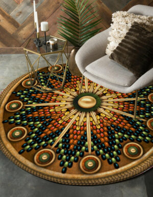 naumaddic arts brown native american design round carpet 1