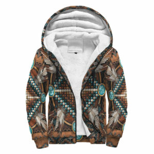 naumaddic arts brown native american sherpa hoodie 1