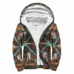 Naumaddic Arts Brown Native American Sherpa Hoodie