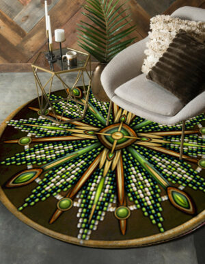 naumaddic arts green native american design round carpet 1