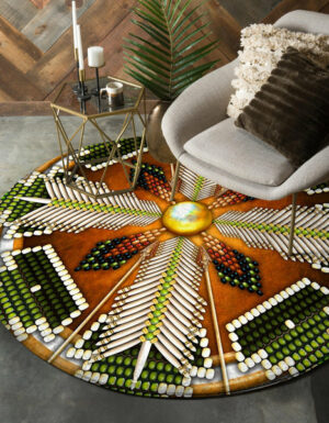 naumaddic arts green native american design round carpet 2