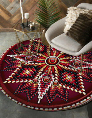 naumaddic arts red cross rosette native american design round carpet 1