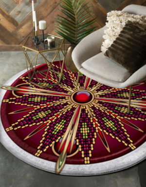 naumaddic arts red stone native american design round carpet 1