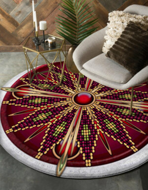 naumaddic arts red stone native american design round carpet