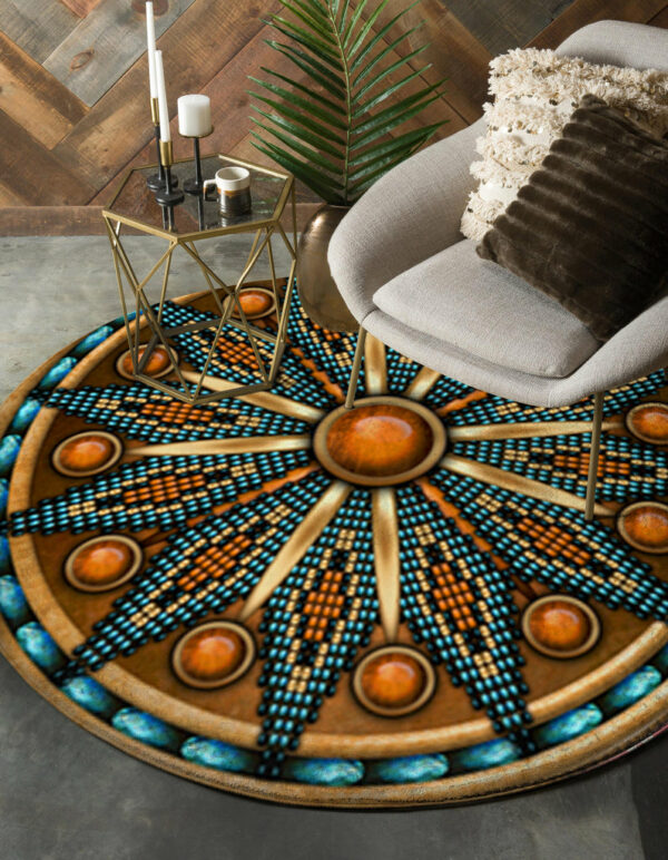 naumaddic arts yellow native american design round carpet