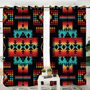 navy native tribes pattern native american living room curtain