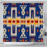 navy native tribes pattern native american shower curtain