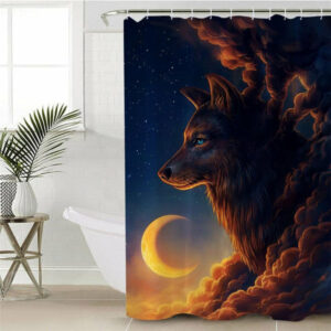 night guardian wolf and the new moon native american pride shower curtain 1