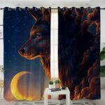 night guardian wolf could native american design window living room curtain
