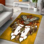 owl dreamcatcher yello native american area rug