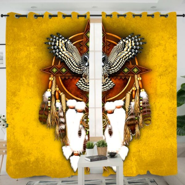 owl dreamcatcher yellow native american pride living room curtain