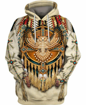 pale owl pattern 3d hoodie