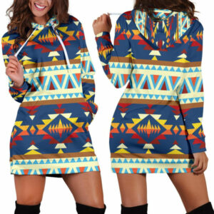 pattern geometric native american hoodie dress 1