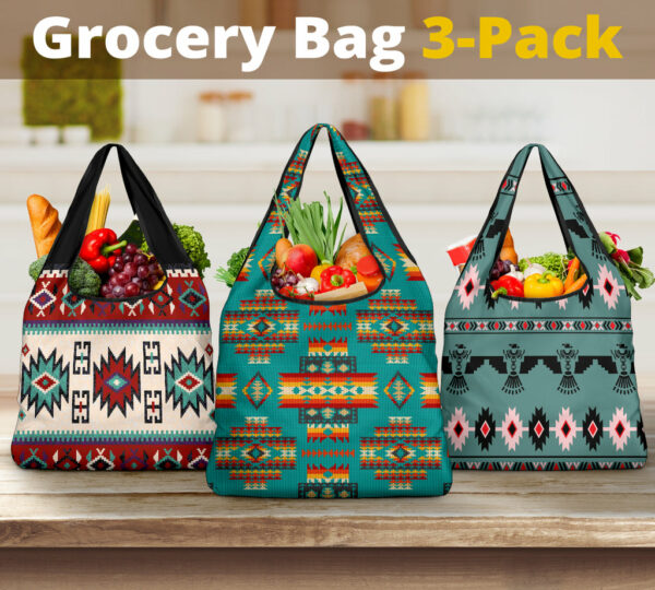 pattern grocery bag 3 pack set 13