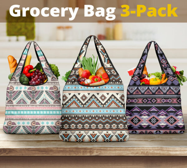 pattern grocery bag 3 pack set 25