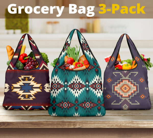 pattern grocery bag 3 pack set 30