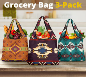 pattern grocery bag 3 pack set 34
