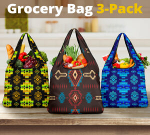 pattern grocery bag 3 pack set 36