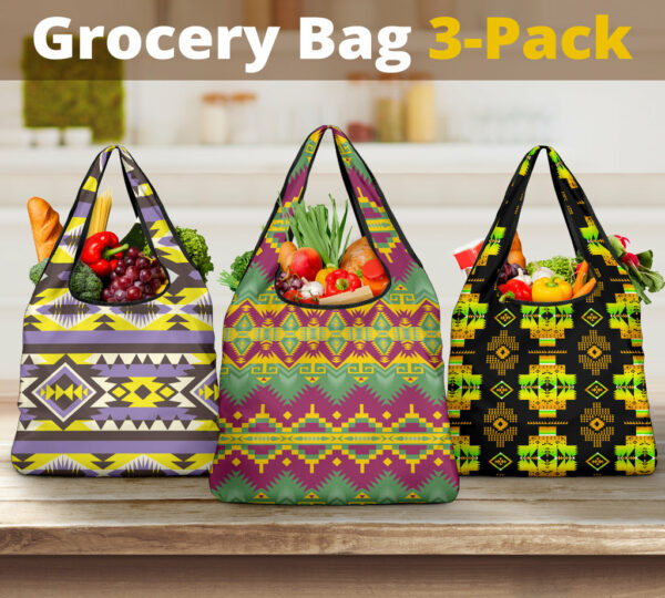 pattern grocery bag 3 pack set 51