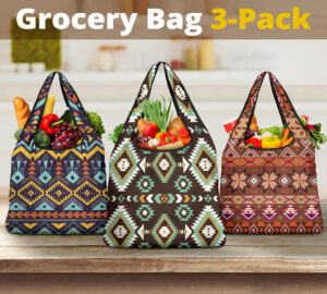 pattern grocery bag 3 pack set 52