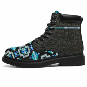 pattern neon blue feather all season boots 1