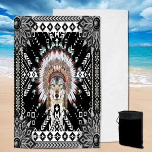 pbt 0007 black wolf tribe native pool beach towel